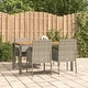 preview thumbnail 74 of 91, vidaXL 3 Piece Patio Dining Set with Cushions Black Poly Rattan - 18.9" x 21.7" x 34.6" Gray5-Piece 1