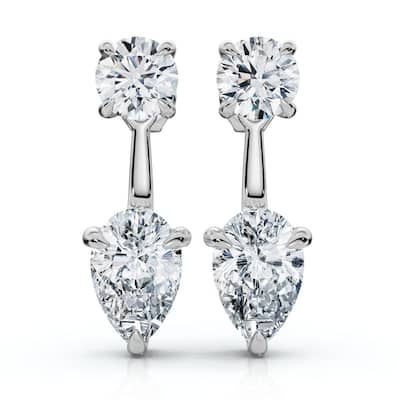 3Ct Diamond Studs & Earring Jackets Gold Pear Shape Lab Grown EF/VS
