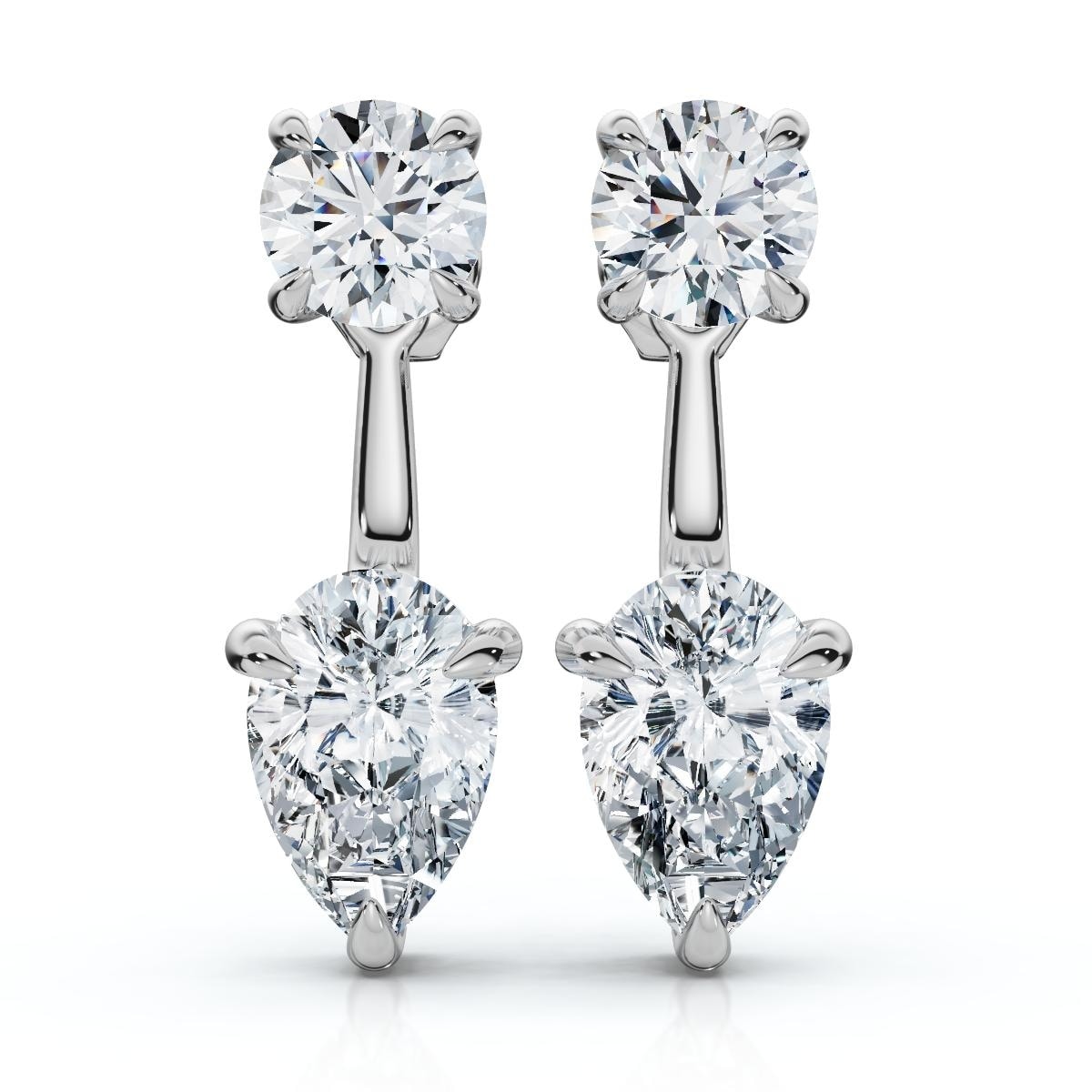 Bliss Diamond 3Ct Diamond Studs & Earring Jackets Gold Pear Shape Lab Grown
