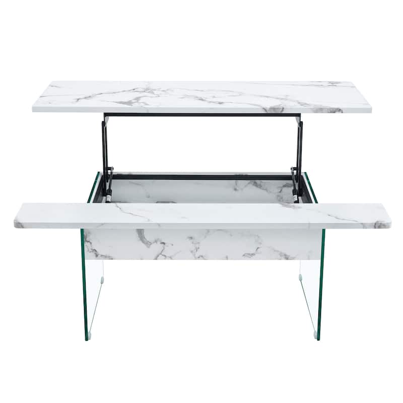 Modern Multifunctional Lift Coffee Table with Storage Space, Non-slip Feet and Lift Top, for Living Room