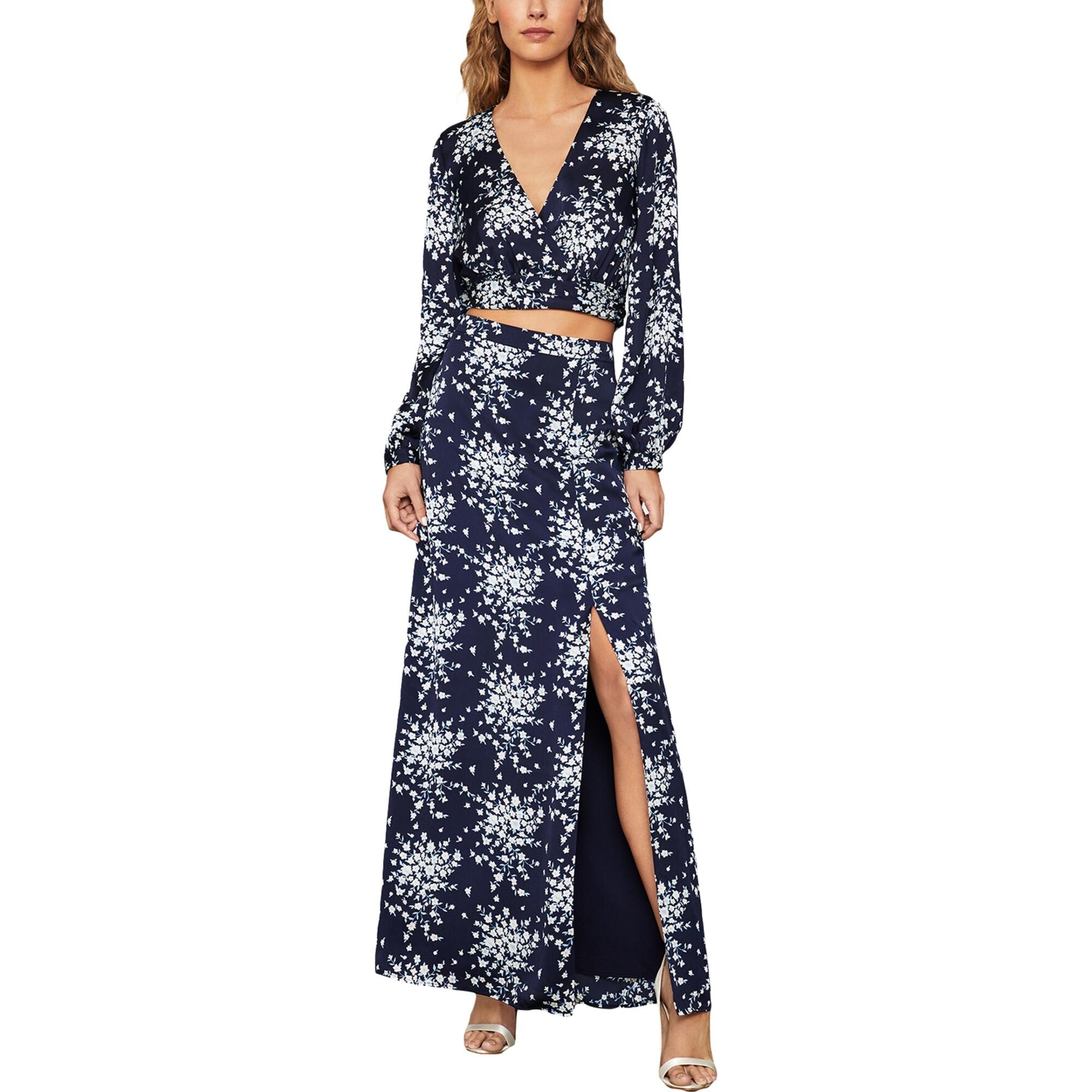 satin floral maxi skirt