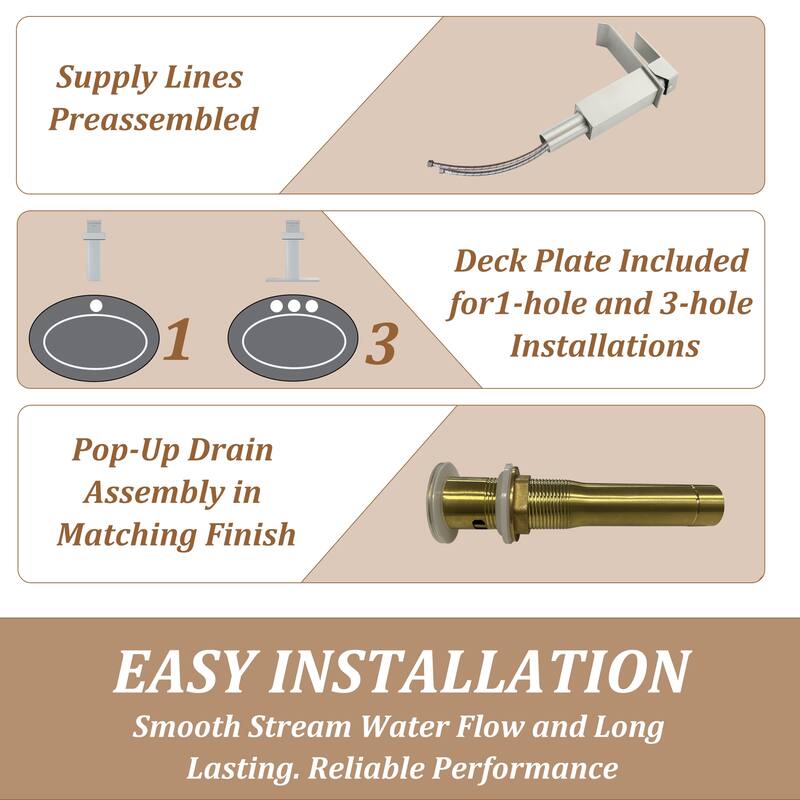 Single Handle Single Hole Bathroom Vanity Sink Waterfall Spout Bathroom Faucet