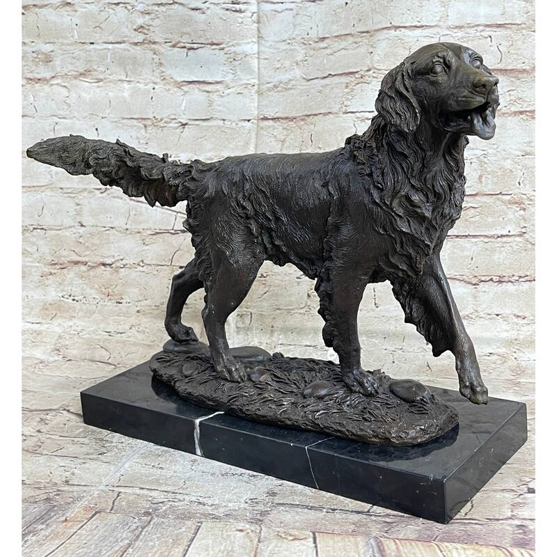 Golden Retriever Show Trial Bronze Marble Base Imitative Dog Statue Deco Breeder Trainer