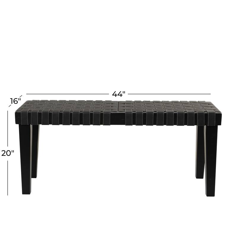 Wood Woven Bench - Black or Brown - Roche River Decor