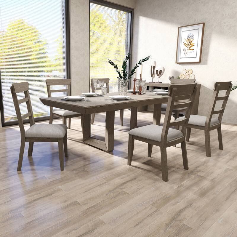 Rectangular Wood Extendable Dining Table Set Stretchable Farmhouse Dining Cabinet for Dining