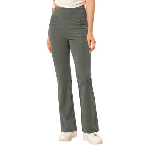 Allegra K Women's High Waisted Workout Yoga Pants with Pockets