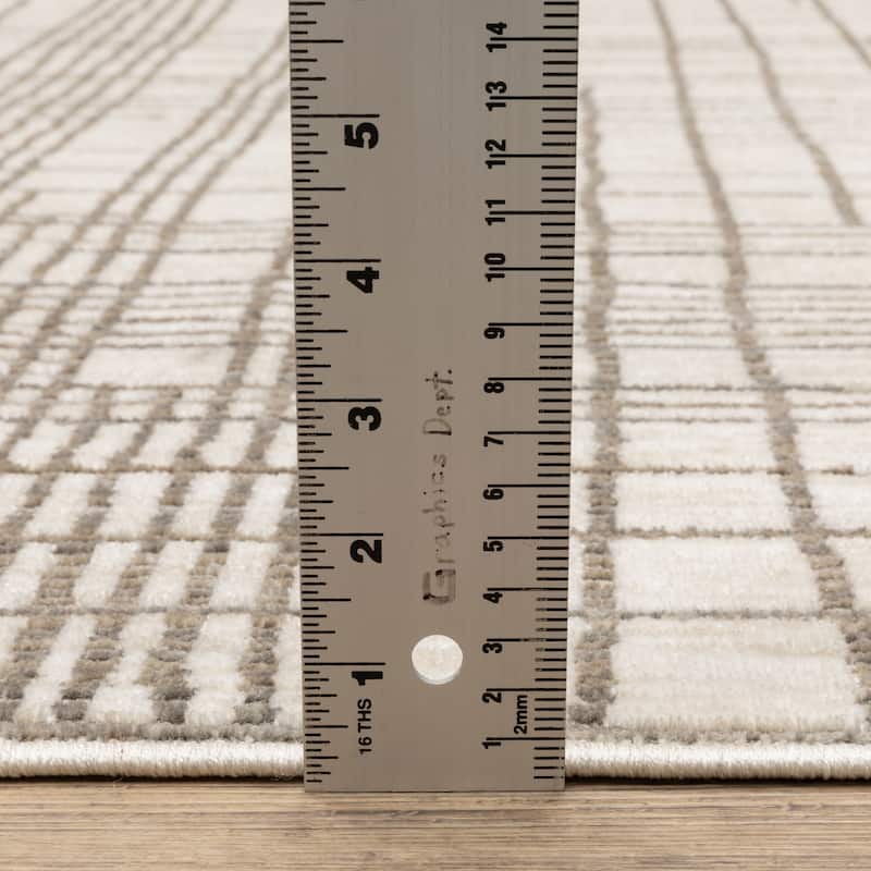 Hansel Etched Stripes Ivory/ Brown Area Rug