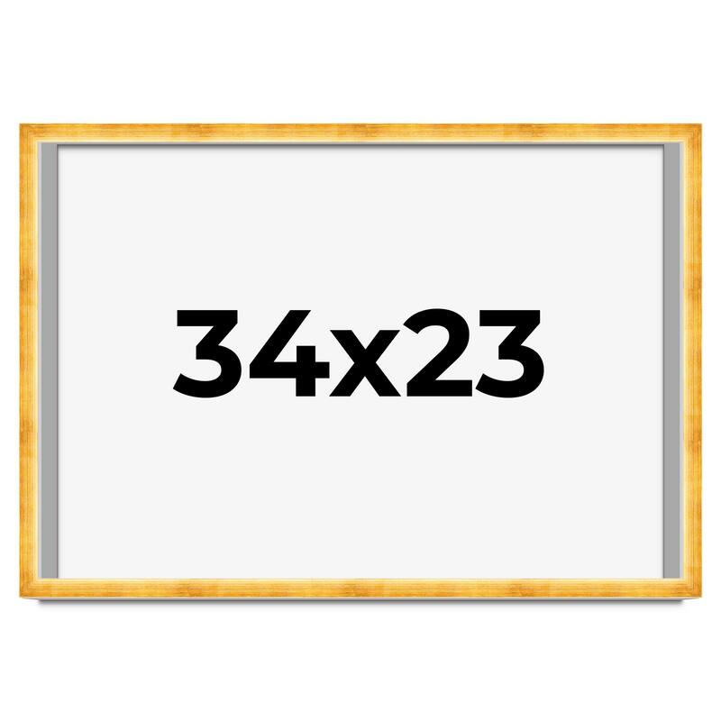 34x23 Shadow Box Frame Gold | 1.625 Inches Deep Real Wood Traditional