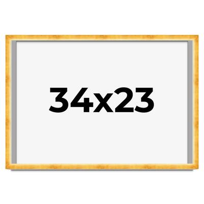 34x23 Shadow Box Frame Gold | 1.625 Inches Deep Real Wood Traditional