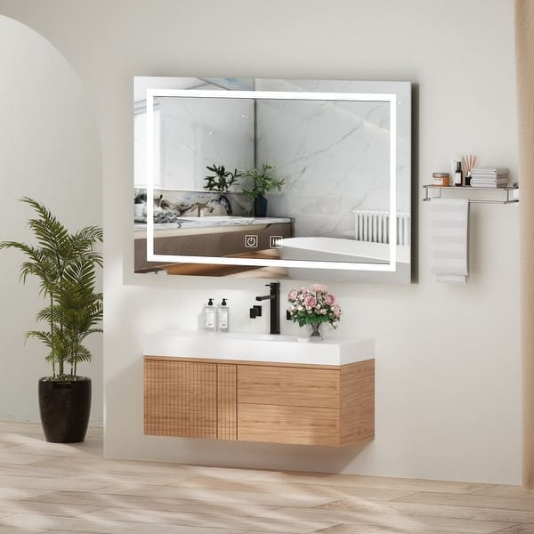 LED Bathroom Vanity Mirror Wall Mounted Anti-Fog Dimmable Mirror