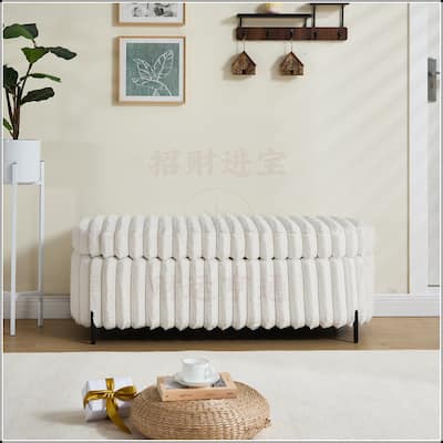 Upholstered Bench with Metal Legs
