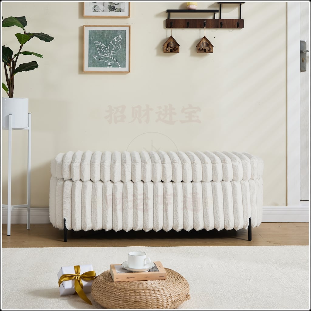 Upholstered Bench with Metal Legs