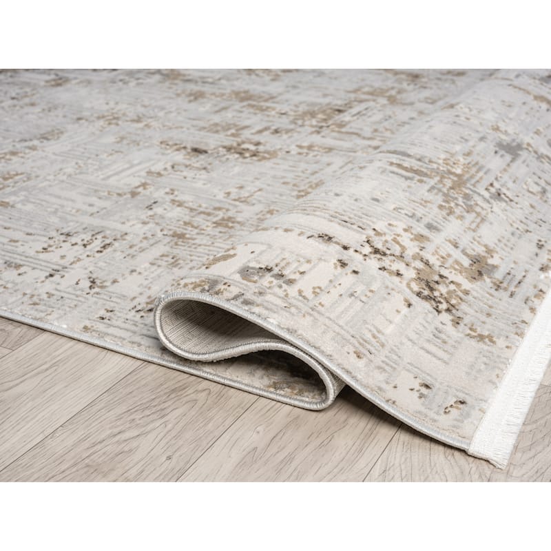 Obsession Collection Cream Abstract Area Rug