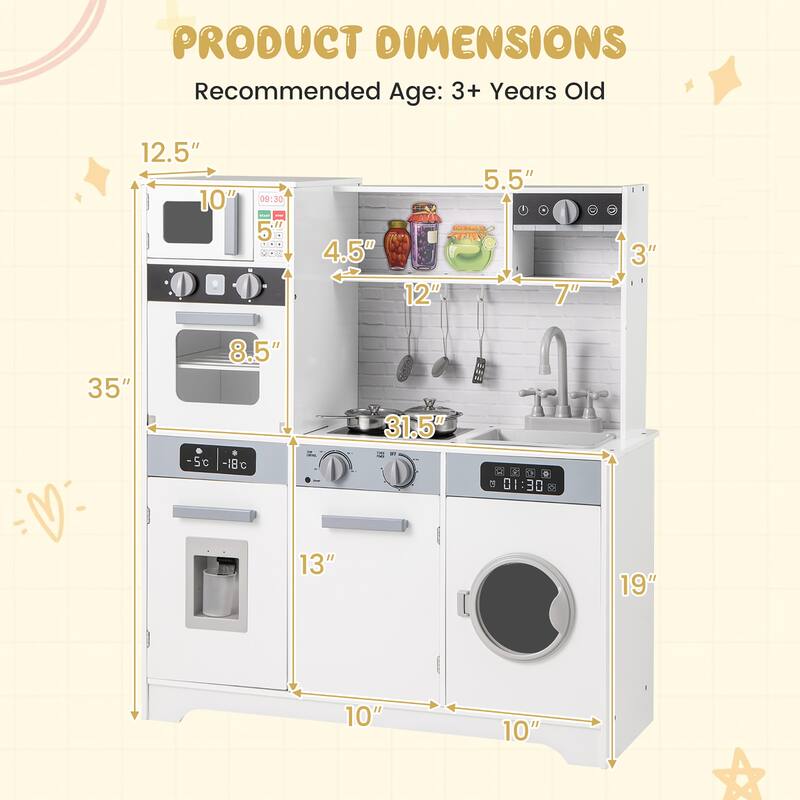 Gymax ids Play Kitchen Toy Set w/ Water Dispenser Sink Faucet