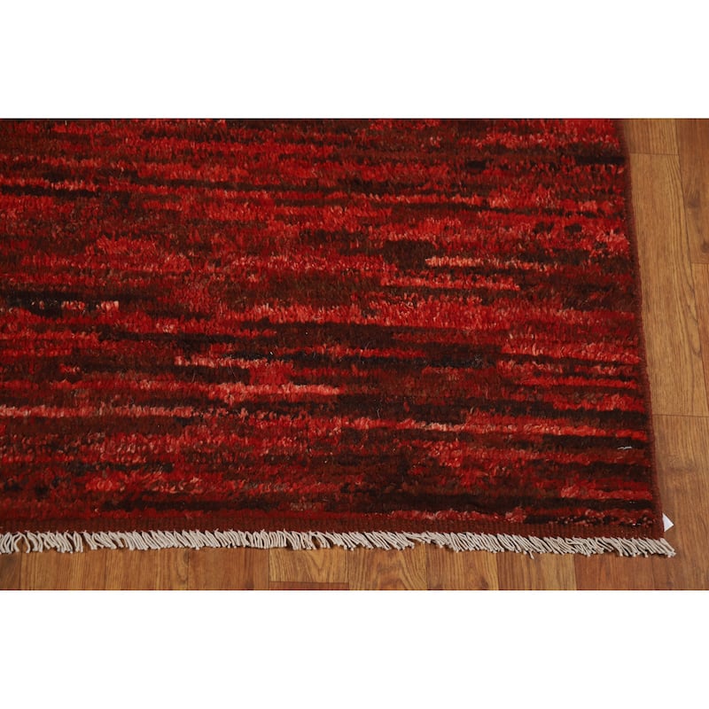 Red Moroccan Oriental Rug Handmade Wool Carpet - 5'2" x 6'7"