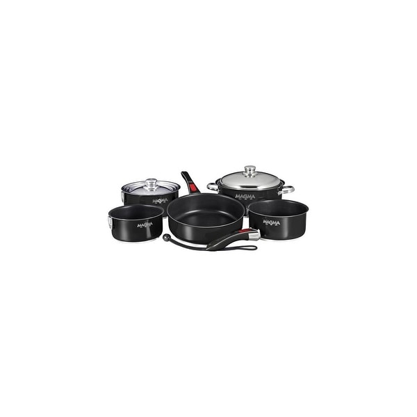 Magma Nesting 10-Piece Induction Compatible Cookware - Slate Black Ceramica Non-Stick Interior - Jet Black Exterior Nesting