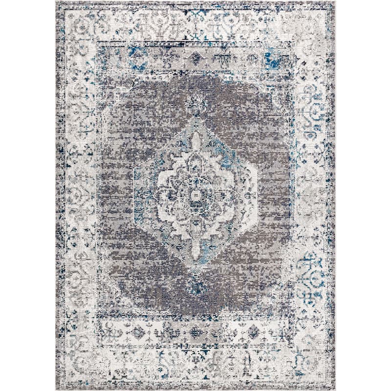 JONATHAN Y Ankara Vintage Medallion Gray/Ivory Area Rug - 8 X 10 - Gray/Ivory
