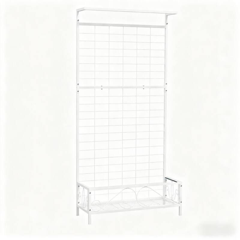 GDFStudio - Outdoor Marcellus Steel Tall Plant Stand with Trellis and Multi-Pot Holders - 74.2"H