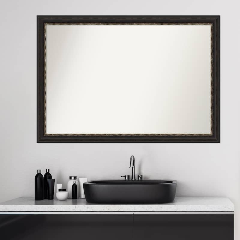 Non-Beveled Bathroom Wall Mirror - Accent Bronze Narrow Frame