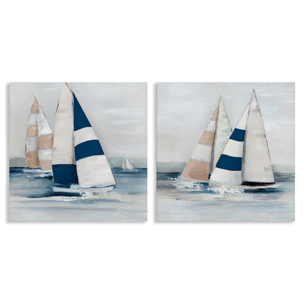Stupell Sailboat Fleet Voyage Canvas Wall Art Design By Sally Swatland (Set of 2)