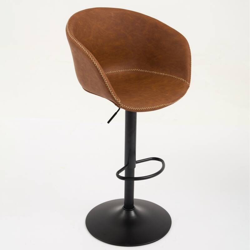 1 Piece Swivel Bar Stools with Adjustable Height, Modern PU Leather Upholstered Counter Height Bar Chairs with Footrest