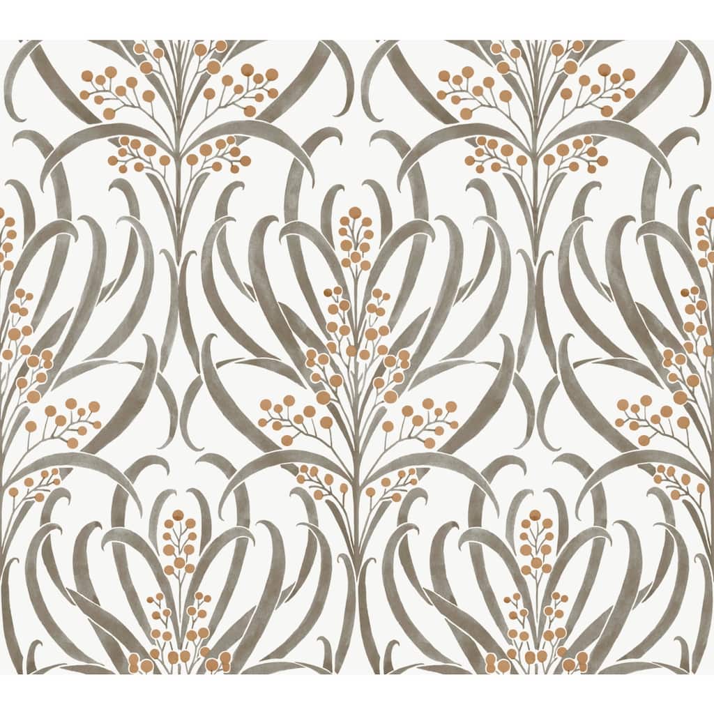 Ronald Redding Calluna White & Taupe Metallic Wallpaper