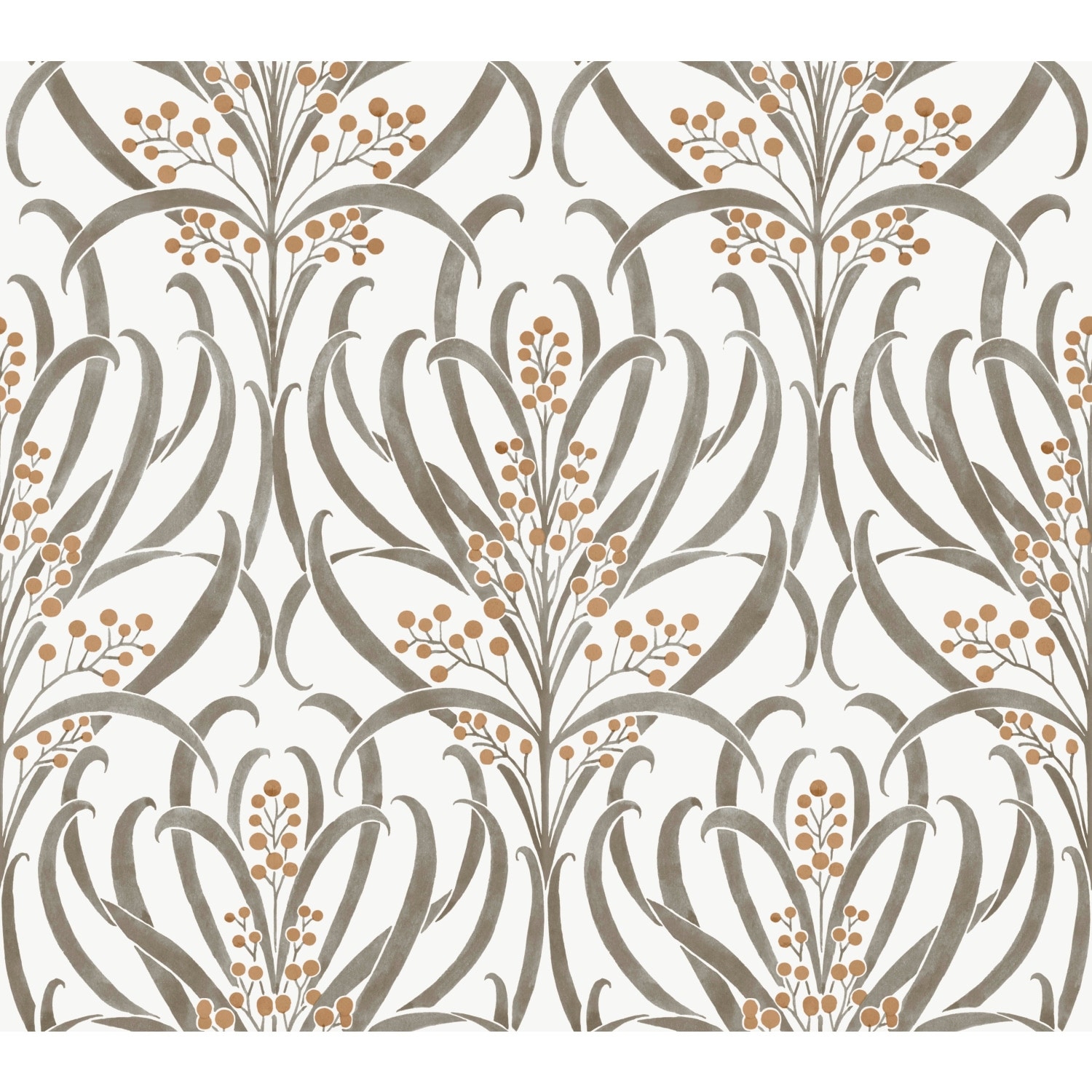 Ronald Redding Calluna White & Taupe Metallic Wallpaper