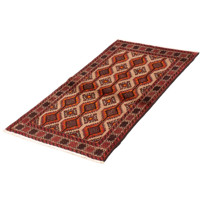 ECARPETGALLERY Hand-knotted Royal Baluch Khaki Wool Rug - 3'2 x 5'7