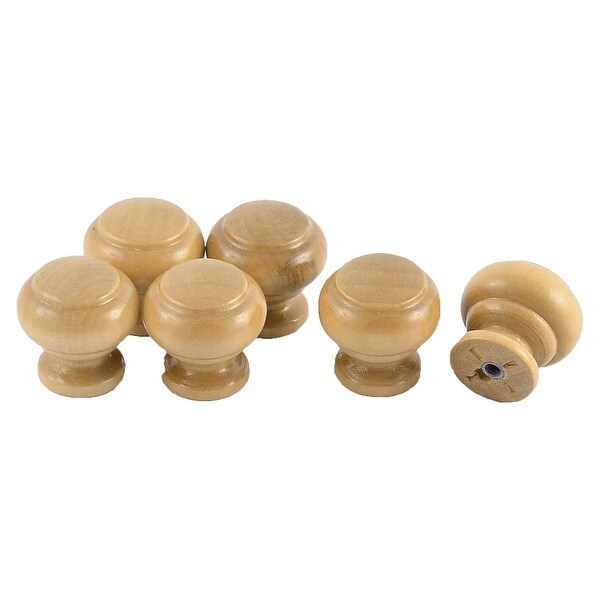 Unique Bargains 25mm Round Head Drawer Cupboard Door Handle Grip Wooden Pull Knob 6pcs