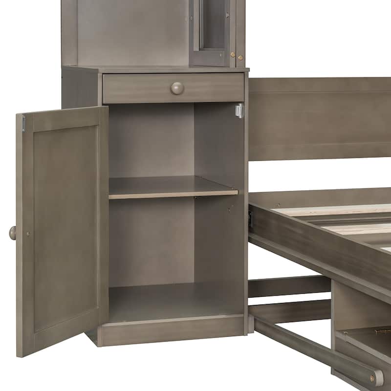 Queen Murphy Bed Wall Bed with Integrated Desk Cabinets Shelves