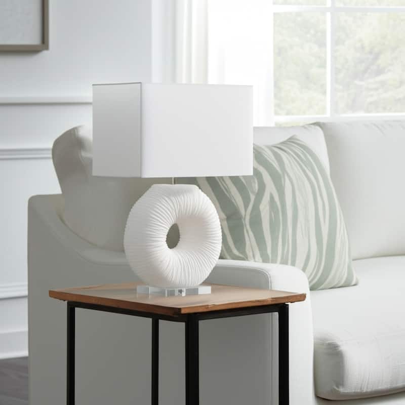 Stone Table Lamp Modern Rectangular Oval Shade Accent - 31" White - 20" x 9" x 31"