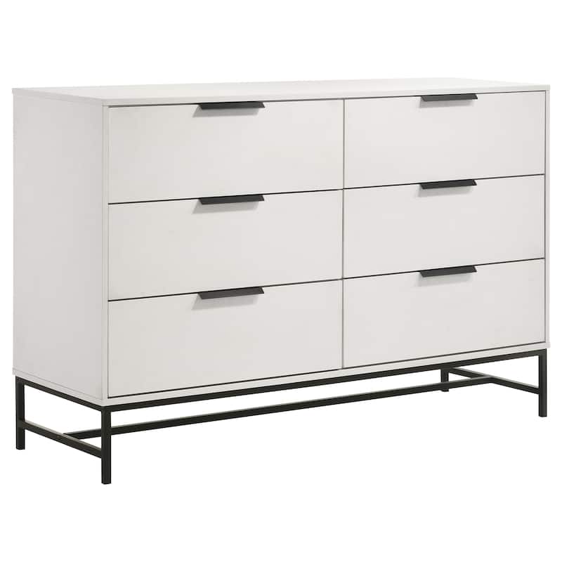 Noro 4pc Queen Bedroom Set, Modern White, Dresser Mirror Nightstand