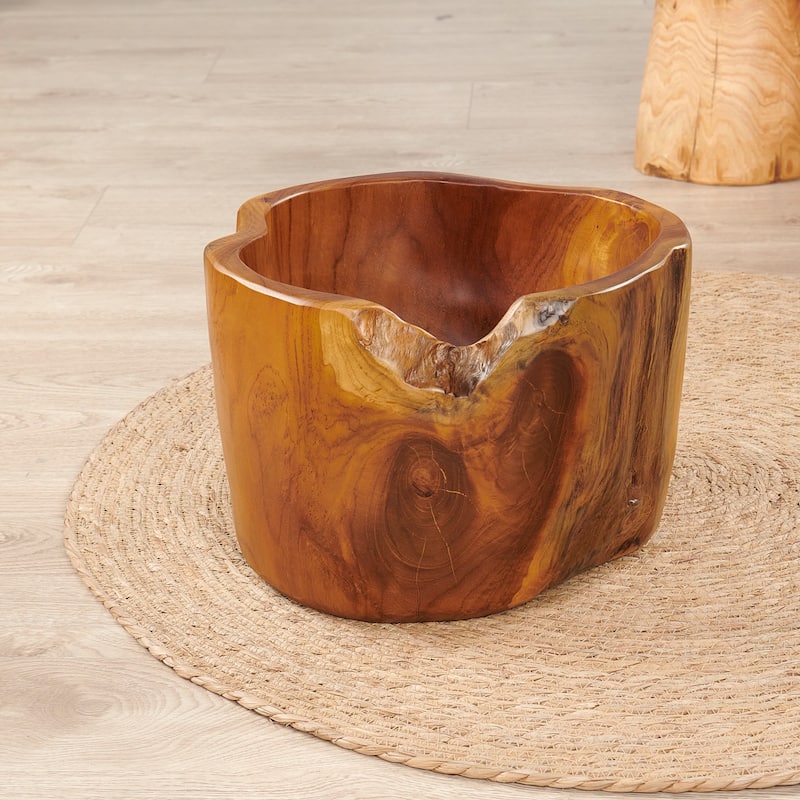 Teak Wood Handmade Abstract Straight Decorative Bowl - 11.81"x11.81"x8.27" - 11.81"x11.81"x8.27"