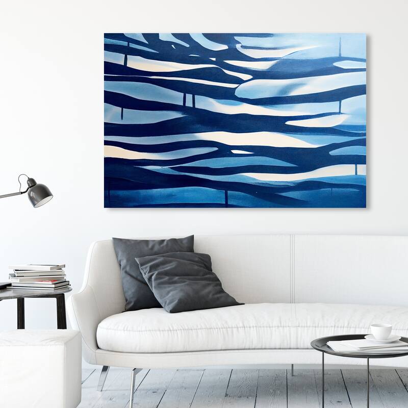 Wynwood Studio Nautical and Coastal Blue Tide Flow Blue and Modern & Contemporary Wall Art Canvas Print - 36 x 54