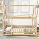 preview thumbnail 2 of 24, Full Wood Size Floor Bed with Frame, Platform Bed with Guardrails,House Roof