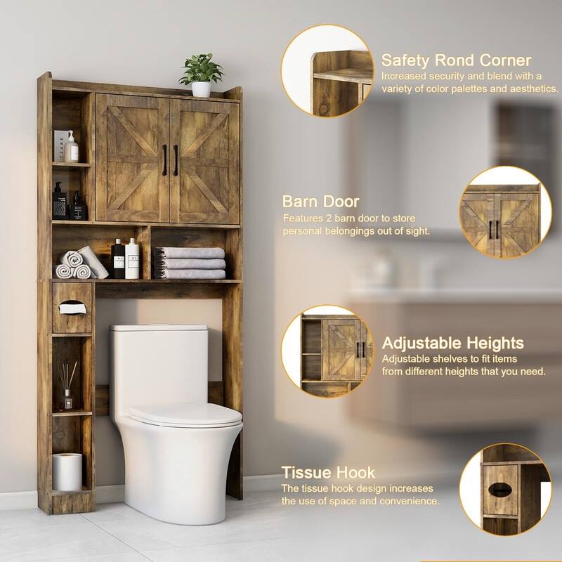 Over The Toilet Storage Cabinet - 7.9"D x 32"W x 67"H