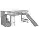 preview thumbnail 4 of 28, All-in-one Loft Bed Built-in Ladder Wood Frame Loft Bed with Slide, 2 Drawers, Storage Stairs & Underbed Activity Space for Kids