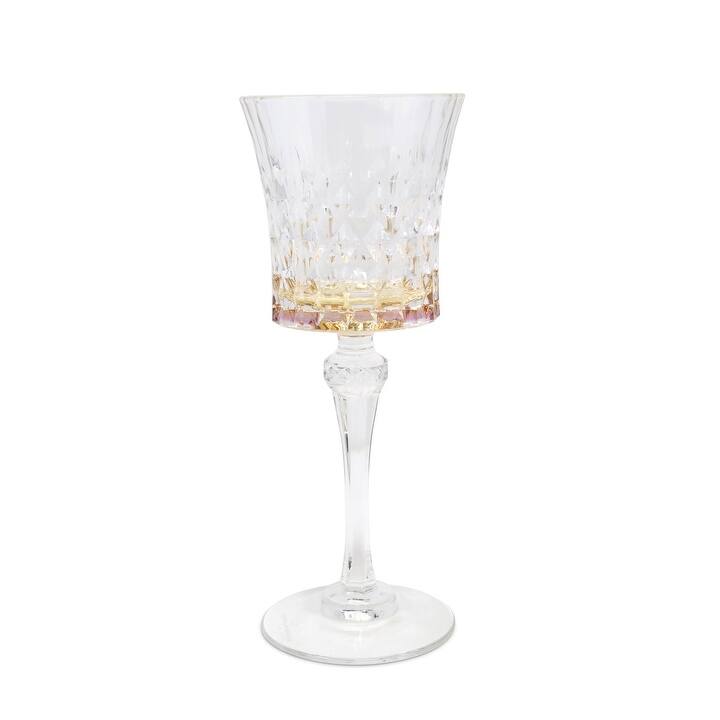Liscio Ottico - Set of 6 Diamond Cut Glasses with Colored Shade on the Bottom - Wine - Amber