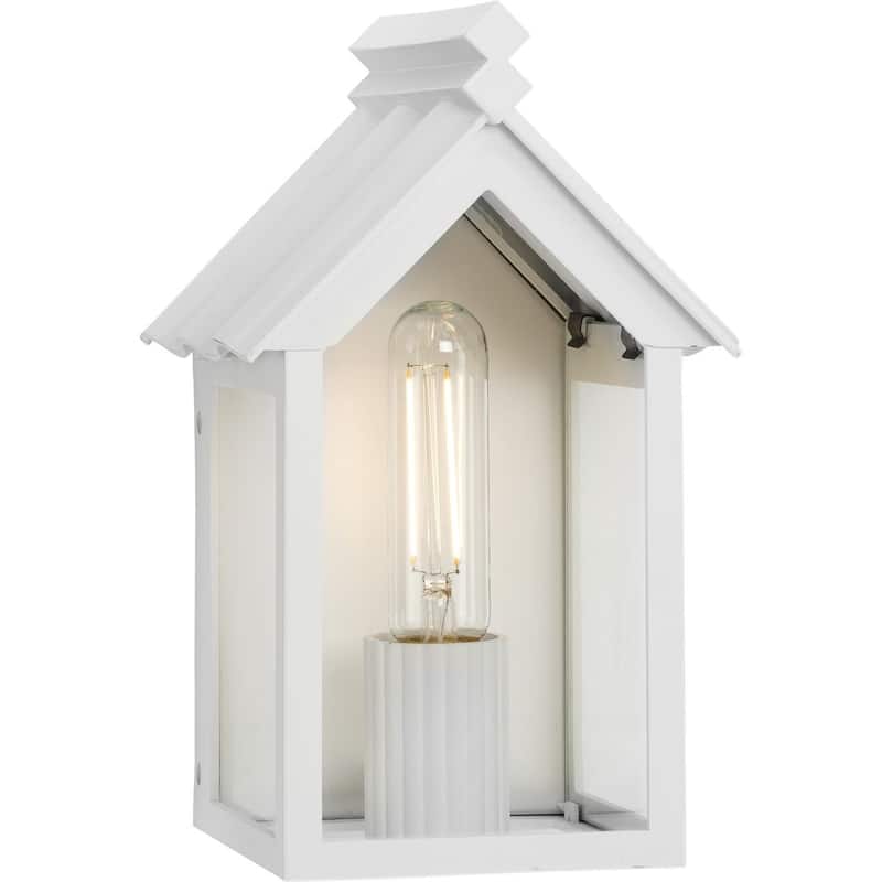 POINT DUME® Dunemere Shelter White Outdoor Wall Lantern with DURASHIELD - 6.65 in x 5.875 in x 10.5 in - 6.65 in x 5.875 in x 10.5 in
