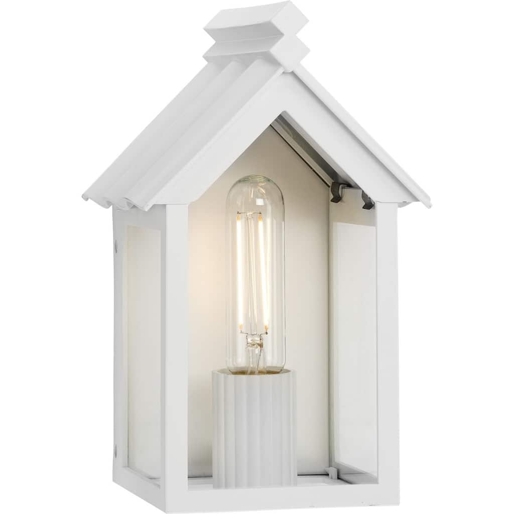 POINT DUME® Dunemere Shelter White Outdoor Wall Lantern with DURASHIELD - 6.65 in x 5.875 in x 10.5 in