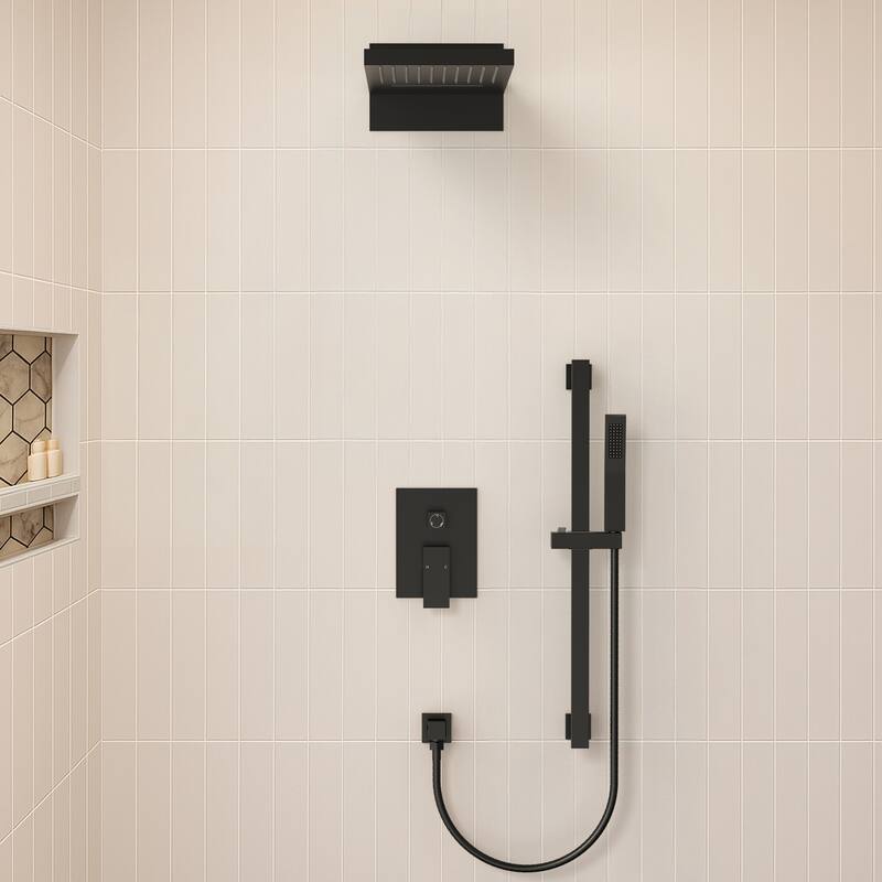 Dual-Function Wall Mounted Waterfall & Rainfall Shower Faucet Set With Rough-In Valve - 22"*10"