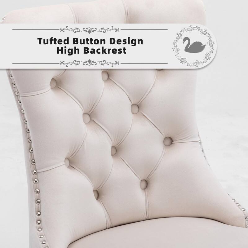 Tufted Naliheads Solid Wood Upholstered Dining Chairs (Set of 8)
