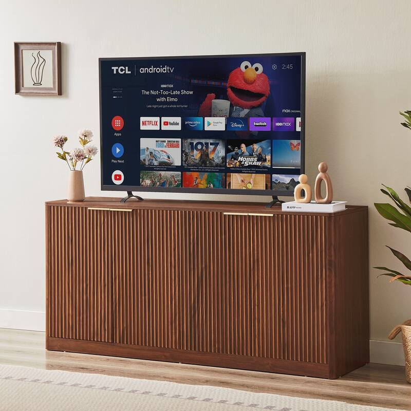 Modern Wavy Sideboard, Curved Contour Design Storage Cabinet