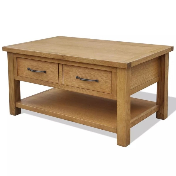 vidaXL Solid Oak Wood Coffee Table 34.6"x20.9"x17.7"