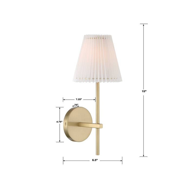 Gamma 1 Light Aged Brass Wall Mount - 6.5"W x 15"H x 7.25"D