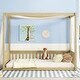 preview thumbnail 37 of 49, Full Size Wood Canopy Bed with Guardrails,Floor Bed For Kids