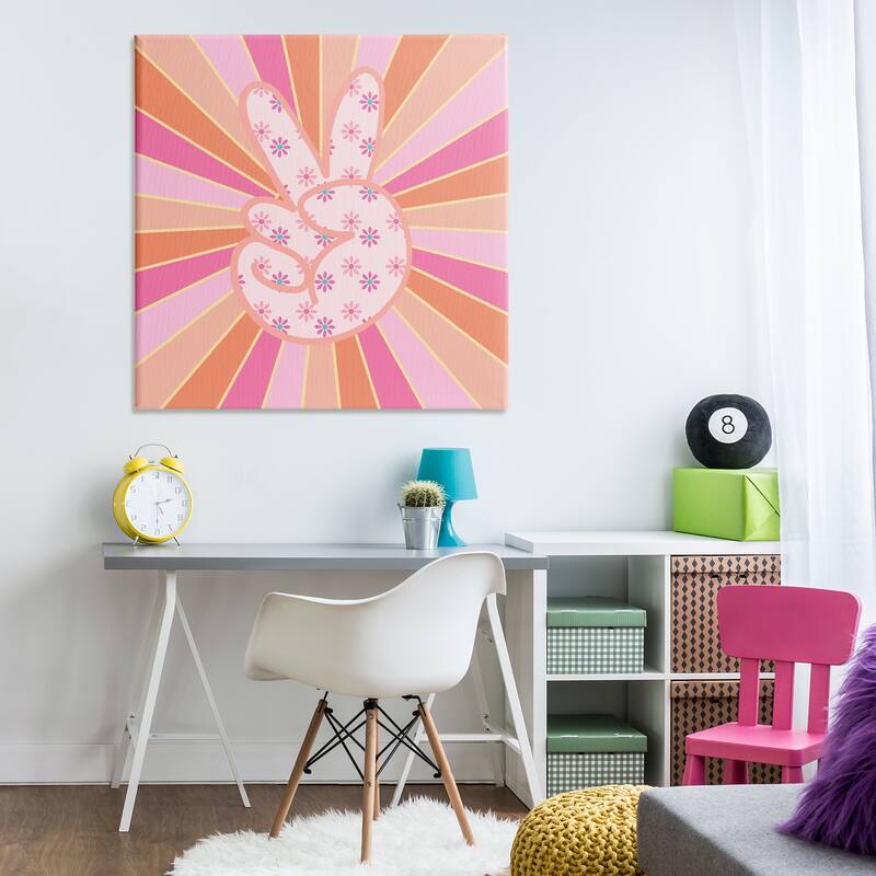 Stupell Beaming Peace Sign Hand Canvas Wall Art Design By Jesse Keith