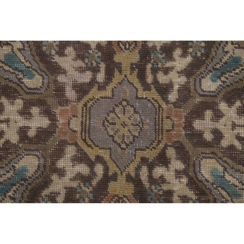 Over-Dyed Brown Tabriz Persian Vintage Area Rug Handmade Wool Carpet - 8'3"x 11'9"