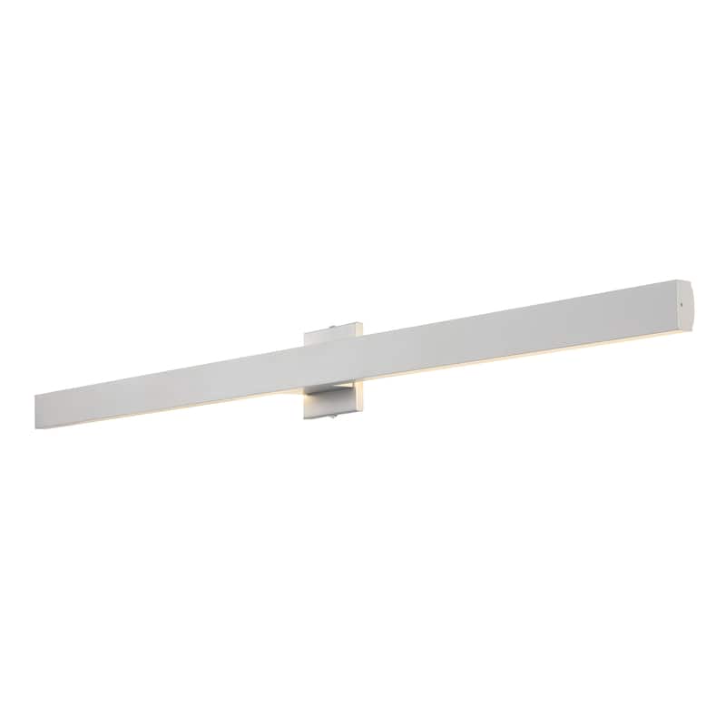 Palco Modern Minimalist Indoor/Outdoor Metal 350-Degree Rotatable Dimmable Integrated LED Wall Sconce, by JONATHAN Y - Silver - 49.5"
