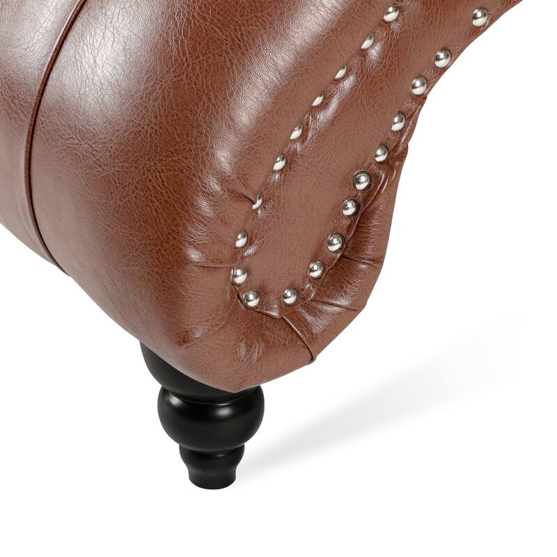 27.17" Buttons Tufted Chaise Lounge Chair with Nailheads